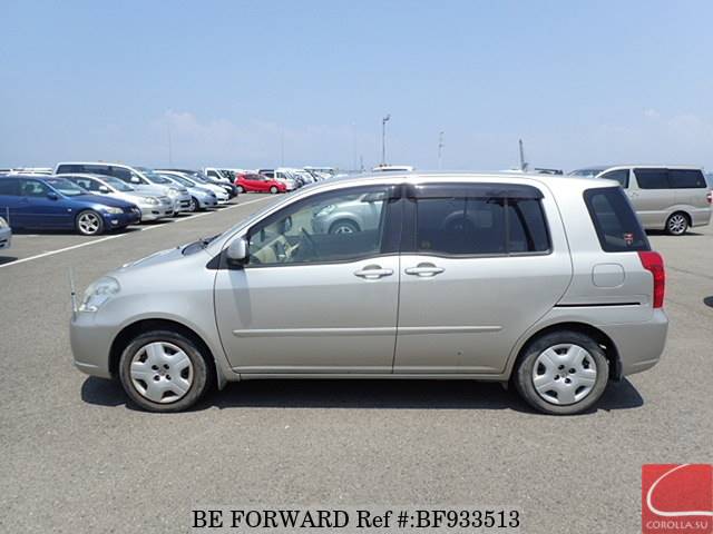 The side view of a used 2004 Toyota RAUM from online used car exporter BE FORWARD.