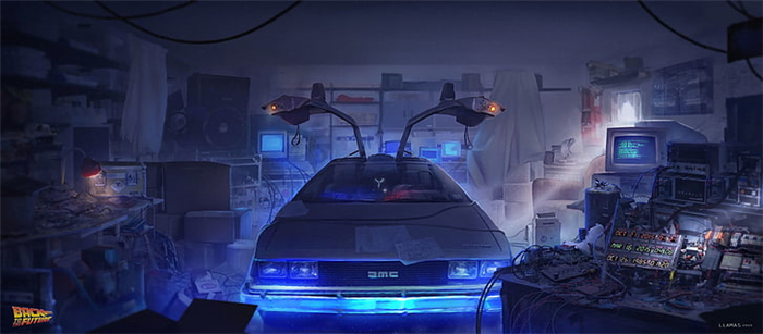 Серый автомобиль, цифровое искусство, DeLorean, путешествие во времени, Назад в будущее HD обои