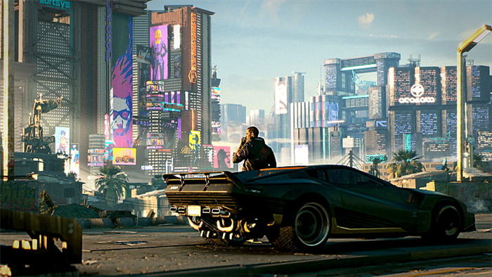 мужчина, стоящий рядом с автомобилем, цифровые обои, Киберпанк 2077, видеоигры, HD обои