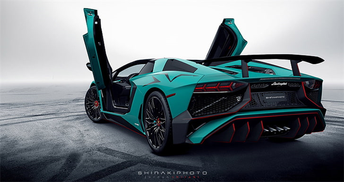 Обоя высокого качества с темно-зеленым и черным спортивным автомобилем Lamborghini Aventador