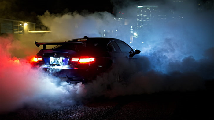 черный автомобиль BMW, BMW M3, гоночные автомобили, гонки, дым, обои BMW M3 GTR HD