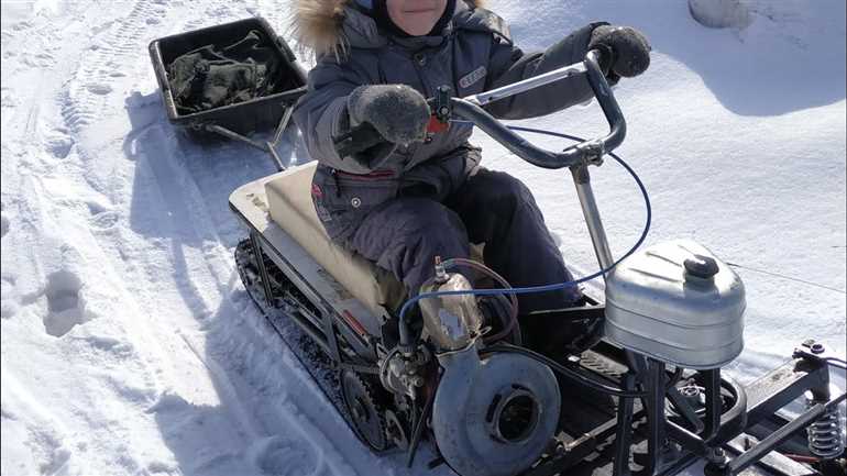 Самодельный детский снегоход из бензопилы Урал: инструкция, фото, видео