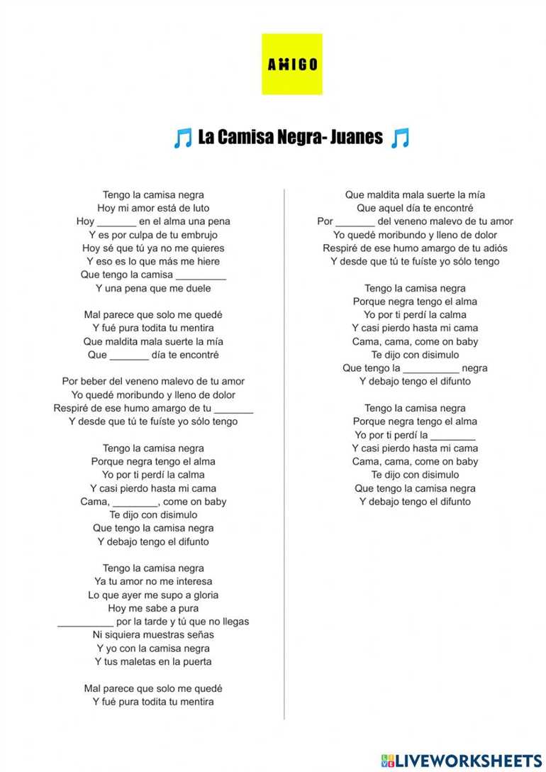 Перевод текста песни La Camisa Negra группы Juanes на русский язык